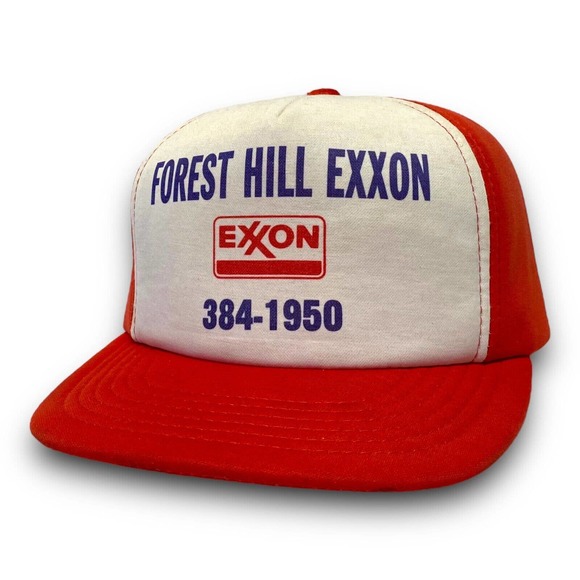 Vintage Forest Hill Exxon Maryland Gas Station Foam Snapback Trucker Hat Cap - Picture 2 of 10